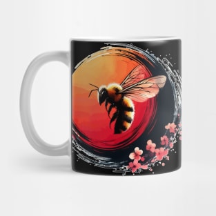 Bee And Cherry Blossom Flowers Sumie Enso Mug